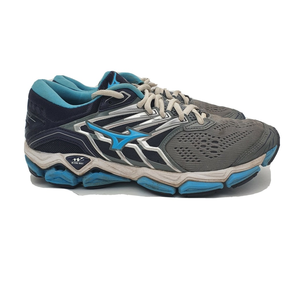 Mizuno Wave Horizon 2 Running Shoes Womens 8 Grey Blue Training Sneakers